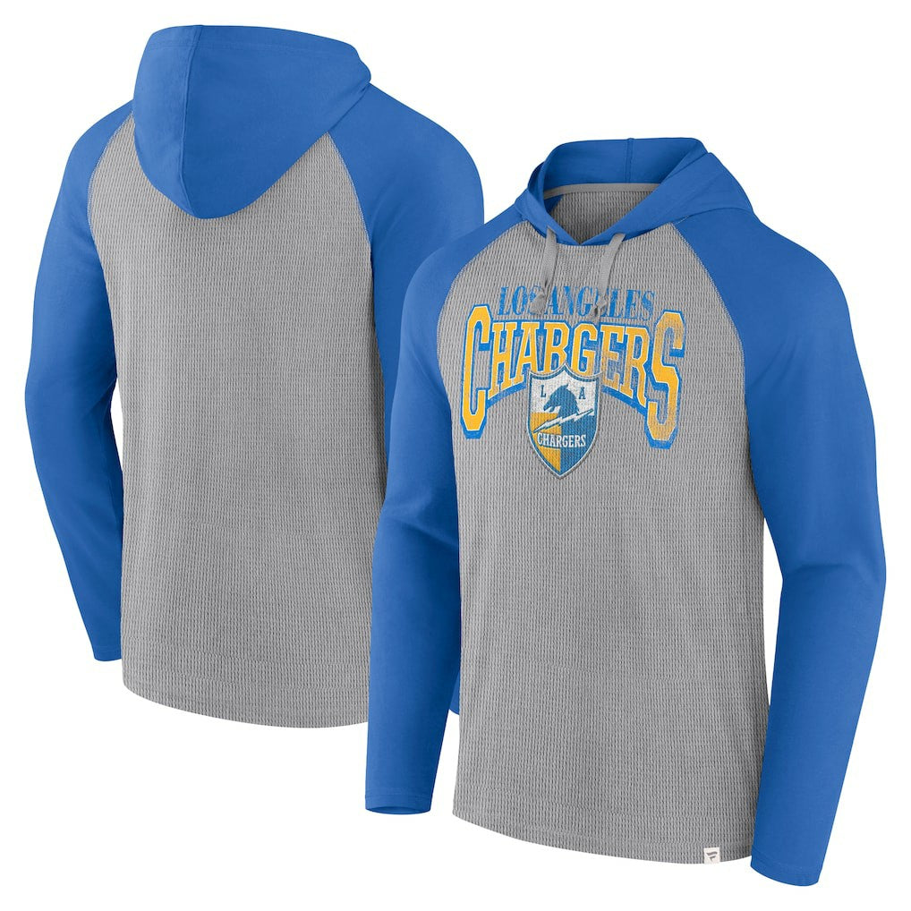 Los Angeles Chargers Under Center Long Sleeve Hoodie T-Shirt Gray/Powder Blue | Fanatics