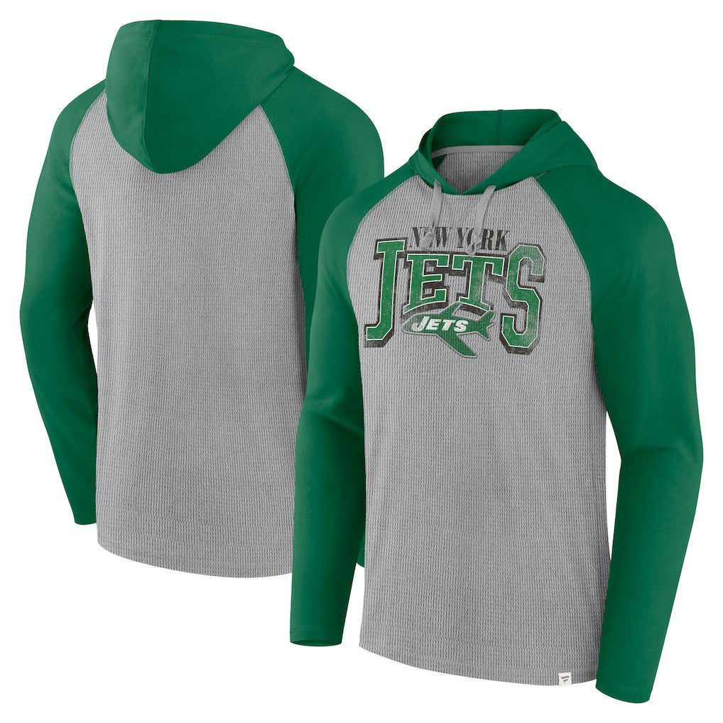 New York Jets Under Center Long Sleeve Hoodie T-Shirt Gray/Kelly Green | Fanatics