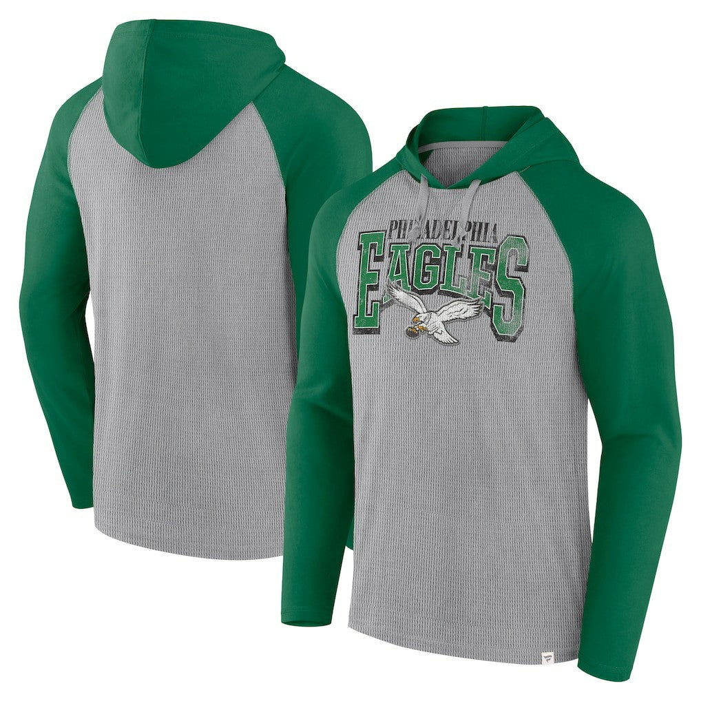 Philadelphia Eagles Under Center Long Sleeve Hoodie T-Shirt Gray/Kelly Green | Fanatics