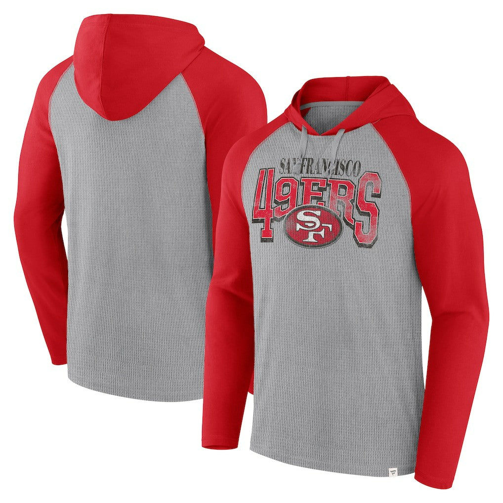 San Francisco 49ers Under Center Long Sleeve Hoodie T-Shirt Gray/Scarlet | Fanatics
