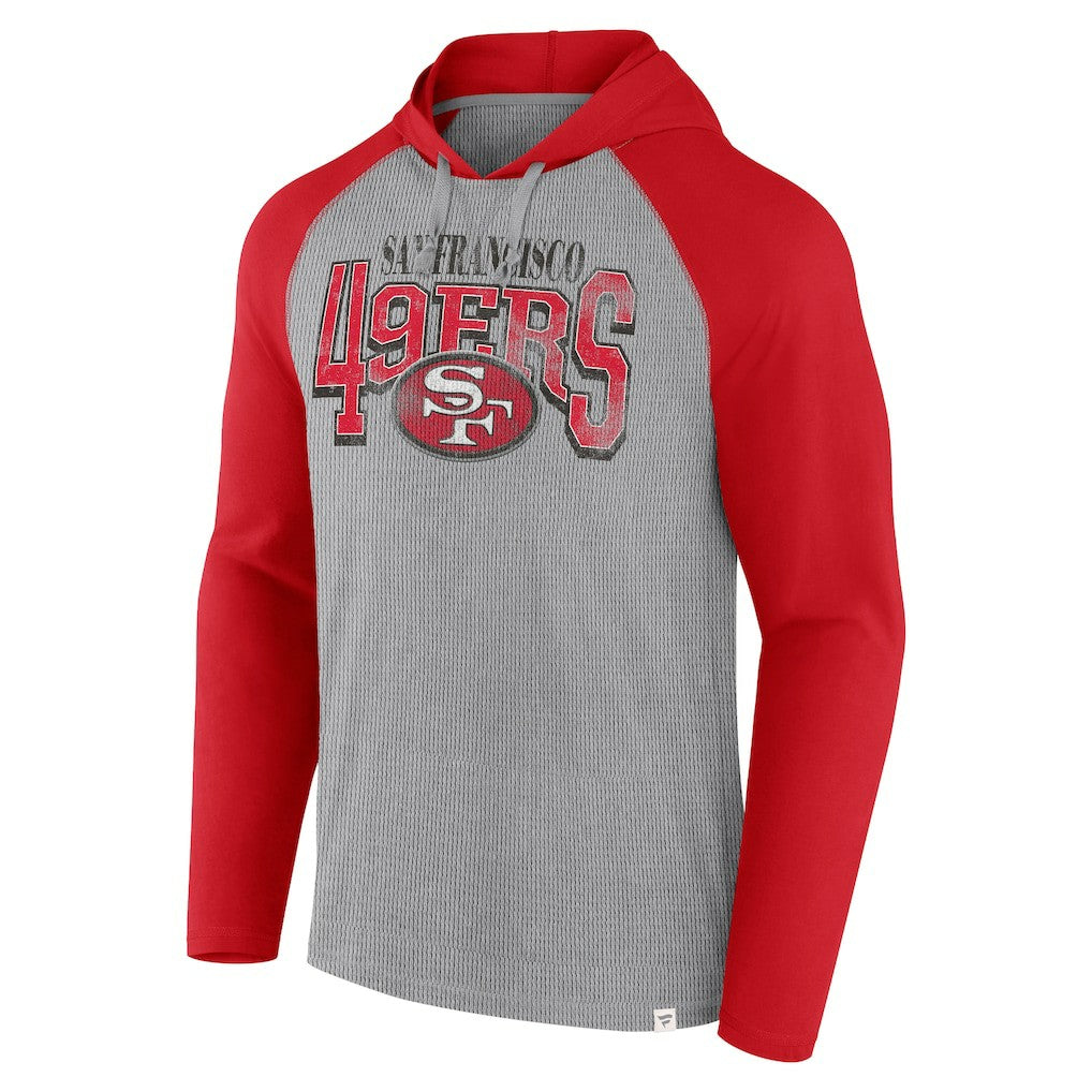 San Francisco 49ers Under Center Long Sleeve Hoodie T-Shirt Gray/Scarlet | Fanatics