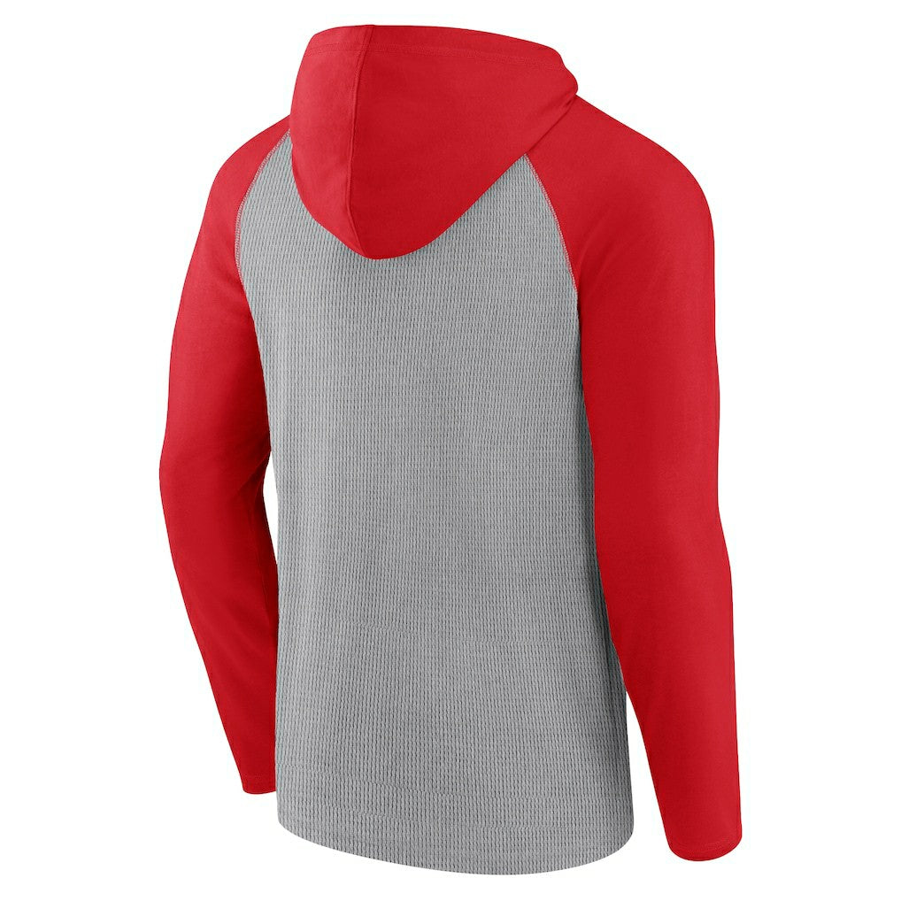 San Francisco 49ers Under Center Long Sleeve Hoodie T-Shirt Gray/Scarlet | Fanatics
