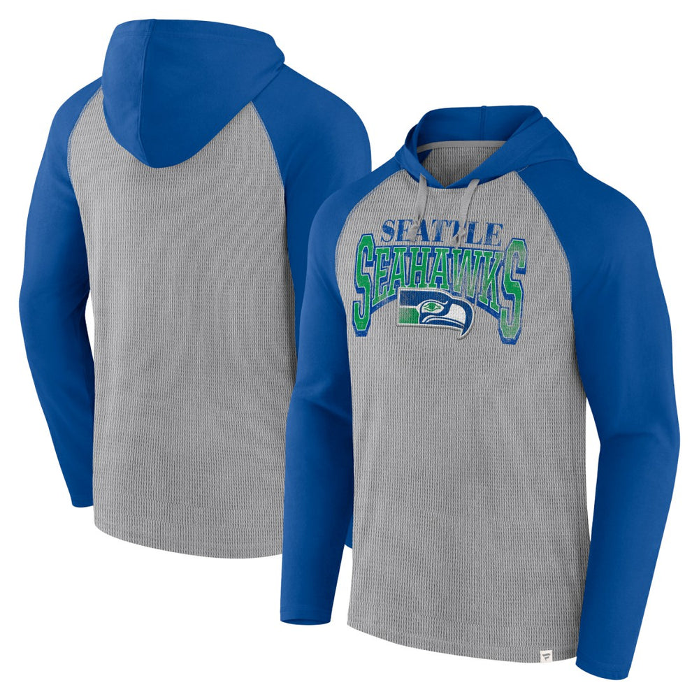 Seattle Seahawks Under Center Long Sleeve Hoodie T-Shirt Gray/Royal | Fanatics