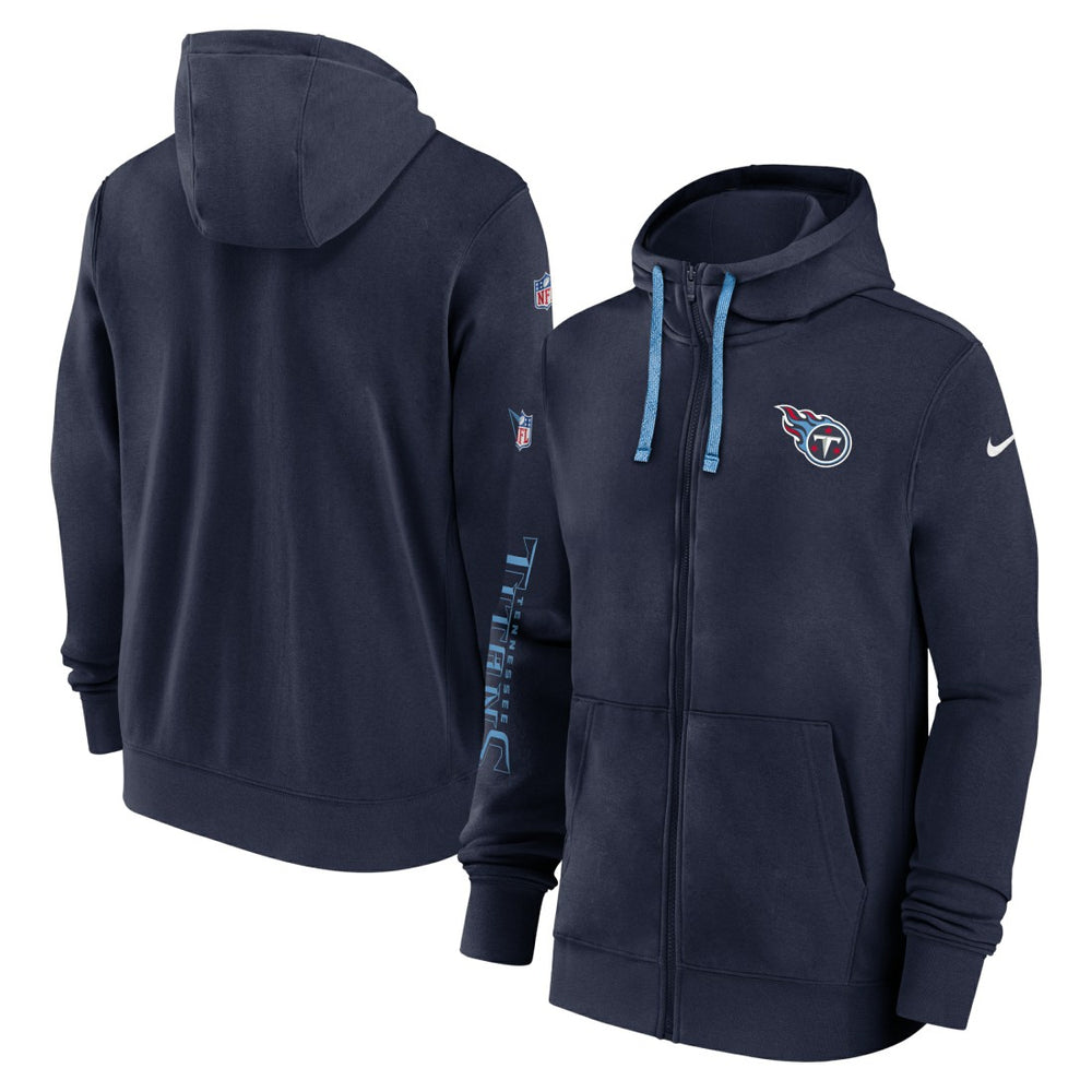 Tennessee Titans 2024 Sideline Club Full-Zip Hoodie Navy | Nike for Sale