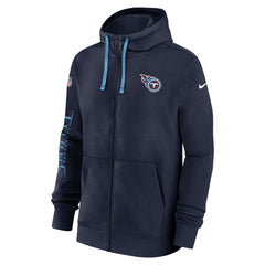 Tennessee Titans 2024 Sideline Club Full-Zip Hoodie Navy | Nike for Sale