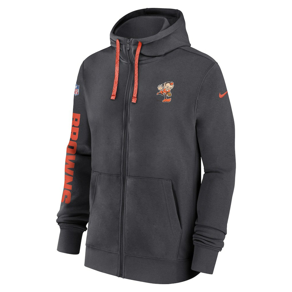Cleveland Browns 2024 Sideline Club Full-Zip Hoodie Anthracite | Nike for Sale