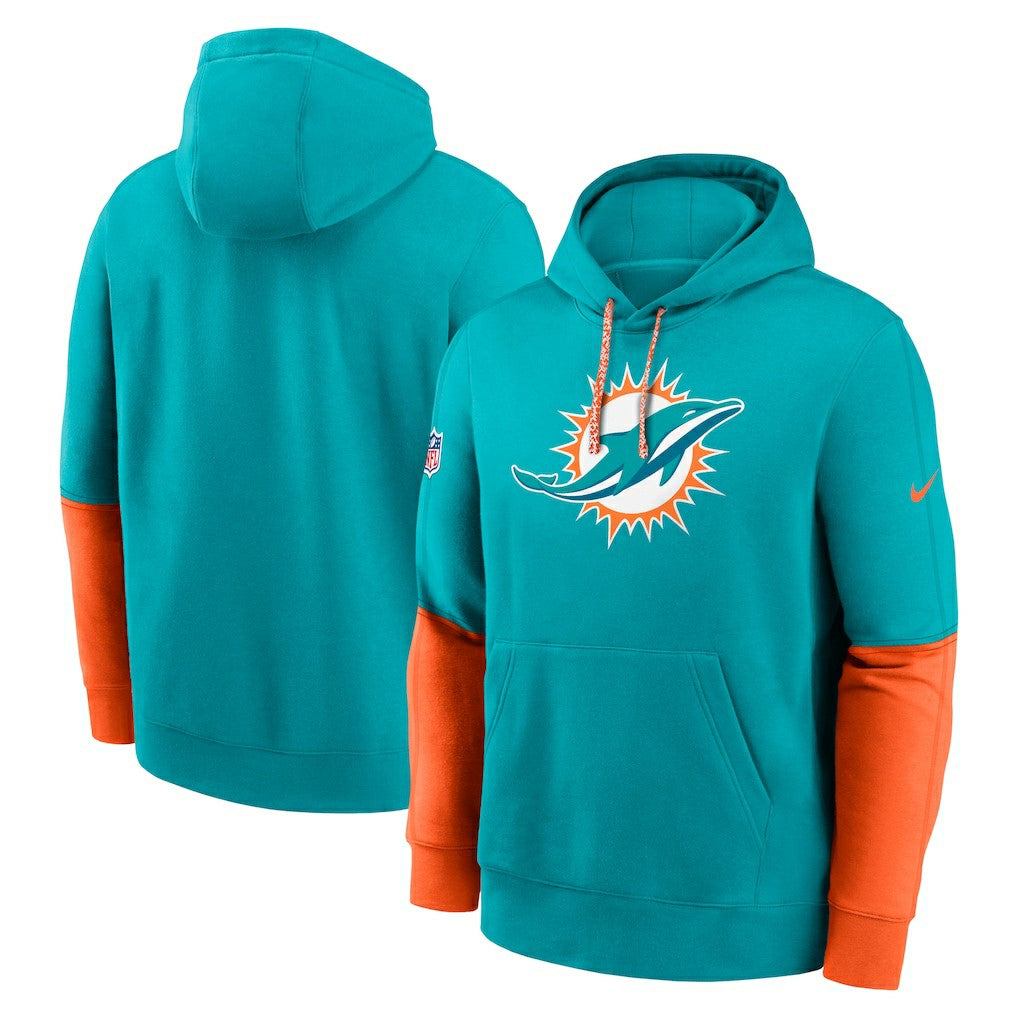 Miami Dolphins 2024 Sideline Club Pullover Hoodie Aqua | Nike for Sale