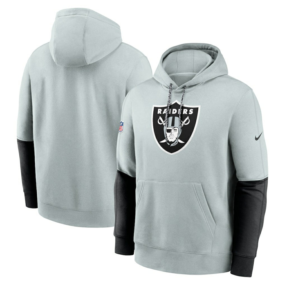 Las Vegas Raiders 2024 Sideline Club Pullover Hoodie Silver | Nike for Sale