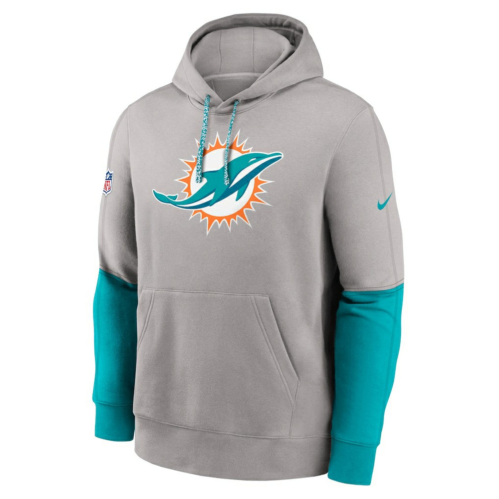 Miami Dolphins 2024 Sideline Club Pullover Hoodie Gray | Nike for Sale