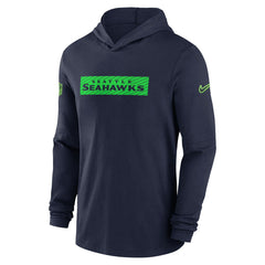Seattle Seahawks 2024/25 Sideline Performance Long Sleeve Hoodie T-Shirt College Navy | Nike for Sale