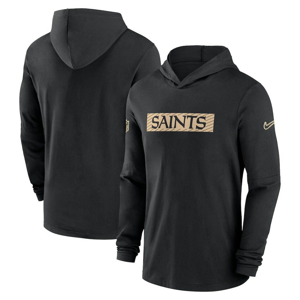 New Orleans Saints 2024/25 Sideline Performance Long Sleeve Hoodie T-Shirt Black | Nike for Sale