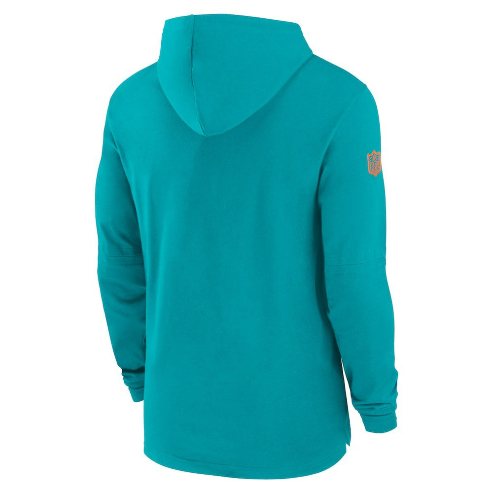 Miami Dolphins 2024/25 Sideline Performance Long Sleeve Hoodie T-Shirt Aqua | Nike for Sale