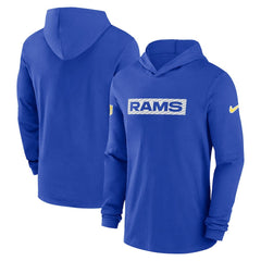 Los Angeles Rams 2024/25 Sideline Performance Long Sleeve Hoodie T-Shirt Royal | Nike for Sale