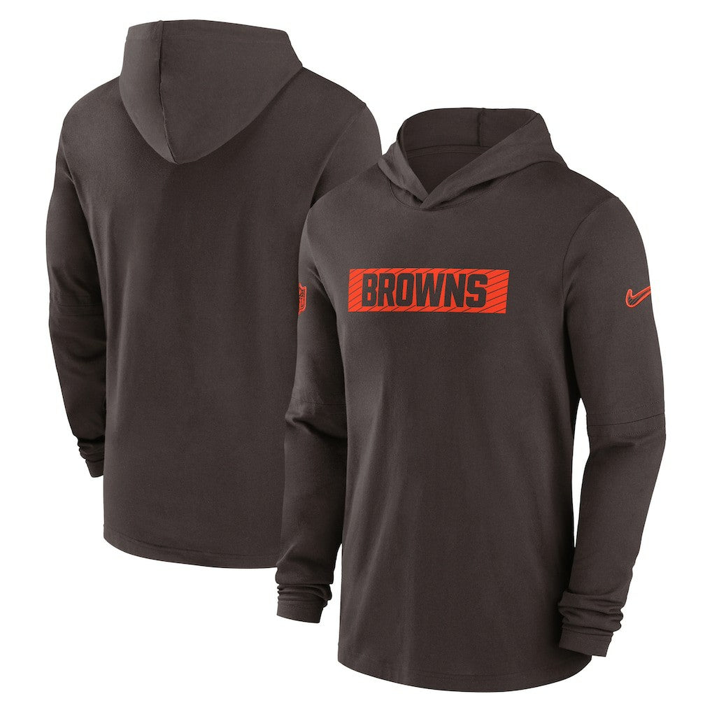 Cleveland Browns 2024/25 Sideline Performance Long Sleeve Hoodie T-Shirt Brown | Nike for Sale