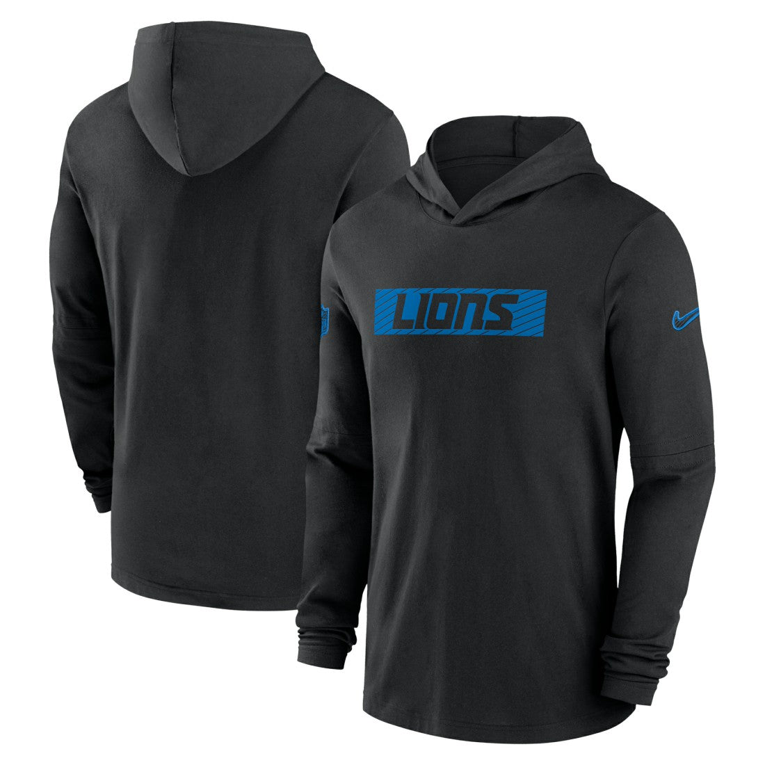 Detroit Lions 2024/25 Sideline Performance Long Sleeve Hoodie T-Shirt Black | Nike for Sale