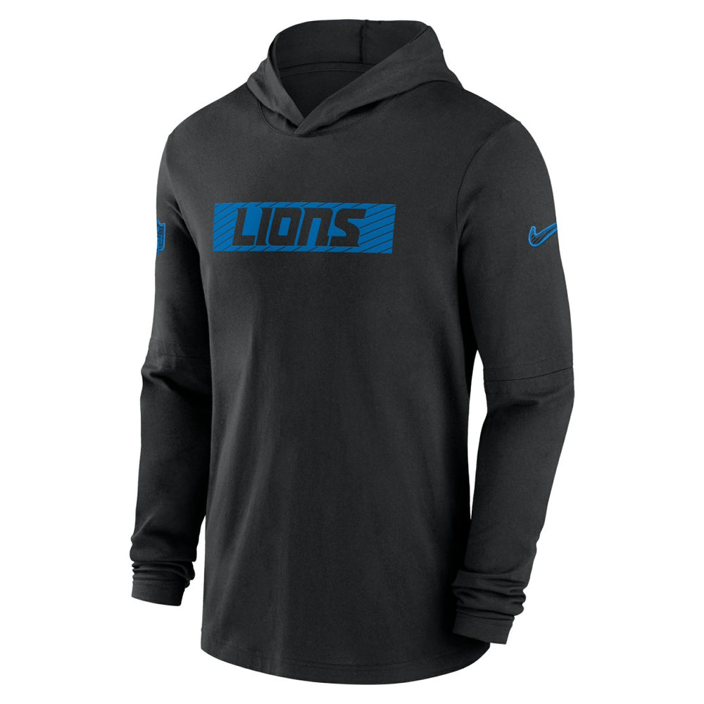 Detroit Lions 2024/25 Sideline Performance Long Sleeve Hoodie T-Shirt Black | Nike for Sale
