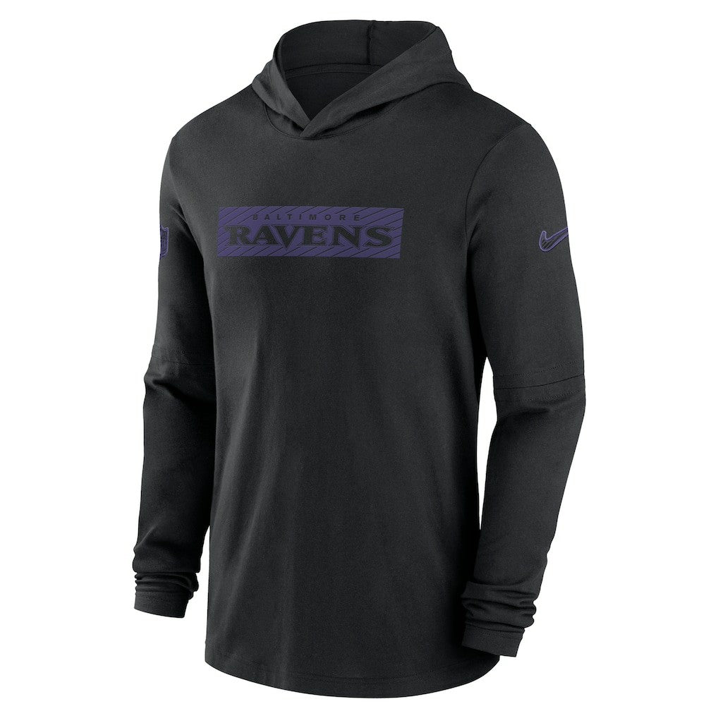 Baltimore Ravens 2024/25 Sideline Performance Long Sleeve Hoodie T-Shirt Black | Nike for Sale
