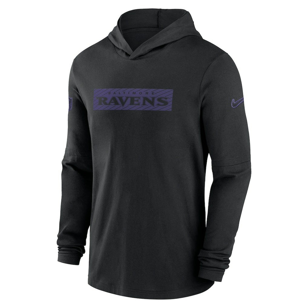 Baltimore Ravens 2024/25 Sideline Performance Long Sleeve Hoodie T-Shirt Black | Nike for Sale