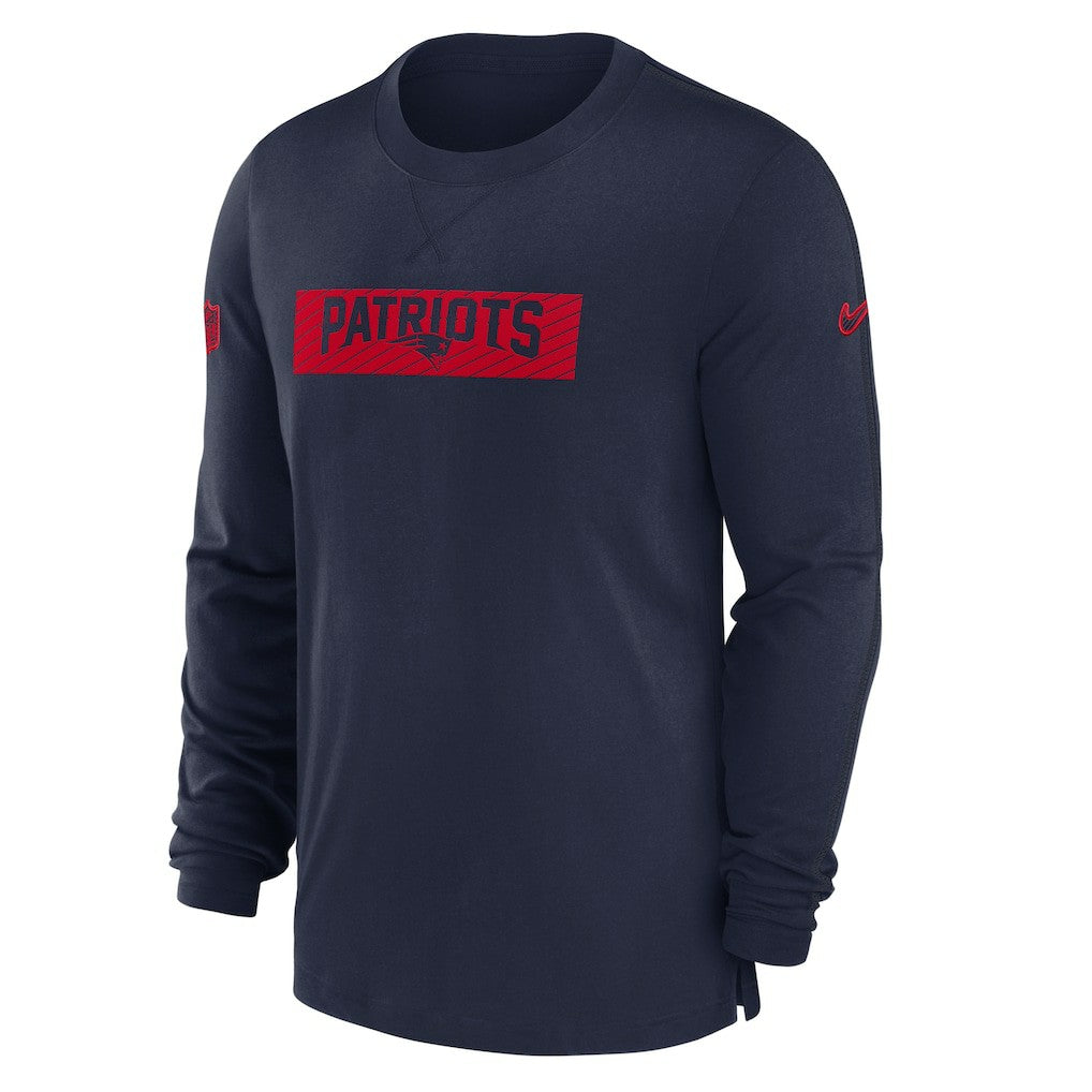 New England Patriots Sideline Player Performance Long Sleeve T-Shirt Navy | Nike for Sale