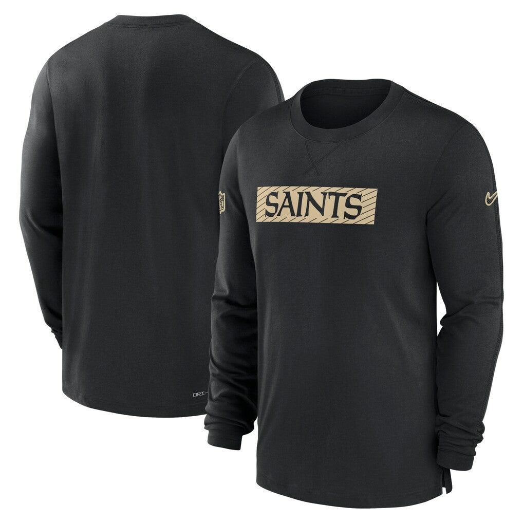 New Orleans Saints Sideline Player Performance Long Sleeve T-Shirt Black | Nike for Sale