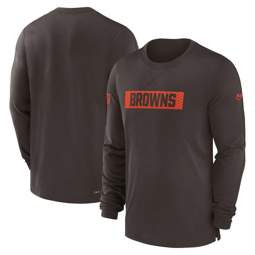 Cleveland Browns Sideline Player Performance Long Sleeve T-Shirt Brown | Nike for Sale