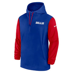 Buffalo Bills 2024/25 Sideline Pre-Game Player 1/2-Zip Hoodie Jacket Royal/Red | Nike for Sale