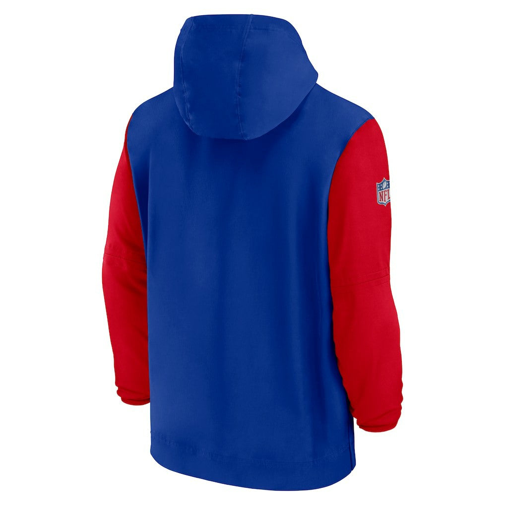 Buffalo Bills 2024/25 Sideline Pre-Game Player 1/2-Zip Hoodie Jacket Royal/Red | Nike for Sale