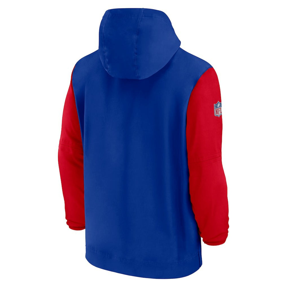 Buffalo Bills 2024/25 Sideline Pre-Game Player 1/2-Zip Hoodie Jacket Royal/Red | Nike for Sale