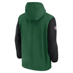 New York Jets 2024/25 Sideline Pre-Game Player 1/2-Zip Hoodie Jacket Green/Black | Nike for Sale