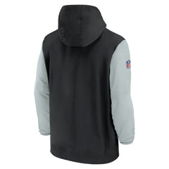 Las Vegas Raiders 2024/25 Sideline Pre-Game Player 1/2-Zip Hoodie Jacket Black/Silver | Nike for Sale