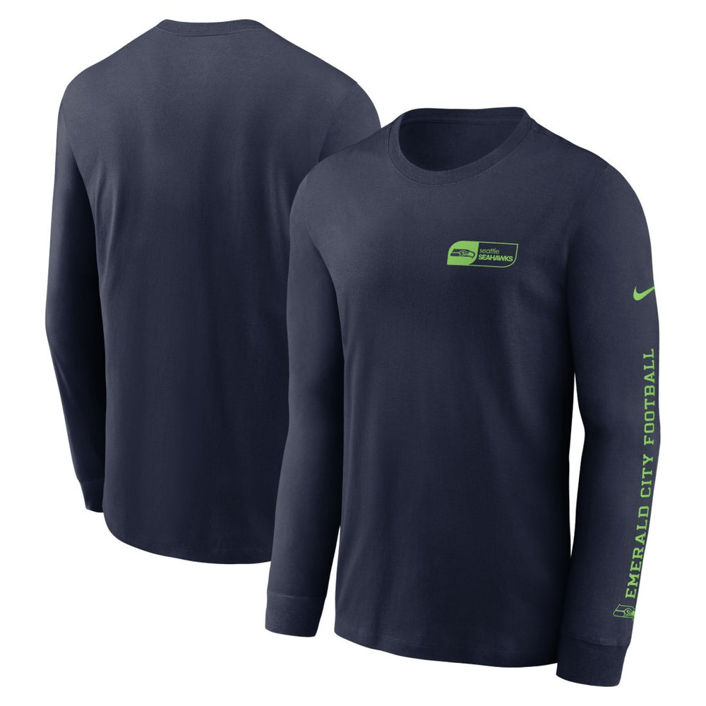Seattle Seahawks All Out Long Sleeve T-Shirt College Navy | Nike for Sale