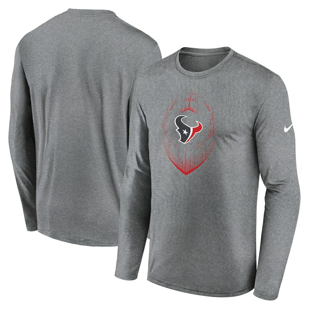 Houston Texans Icon Legend Performance Long Sleeve T-Shirt Heather Gray | Nike for Sale