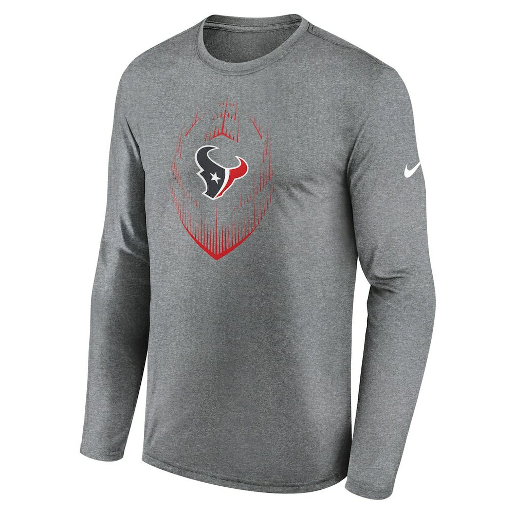 Houston Texans Icon Legend Performance Long Sleeve T-Shirt Heather Gray | Nike for Sale