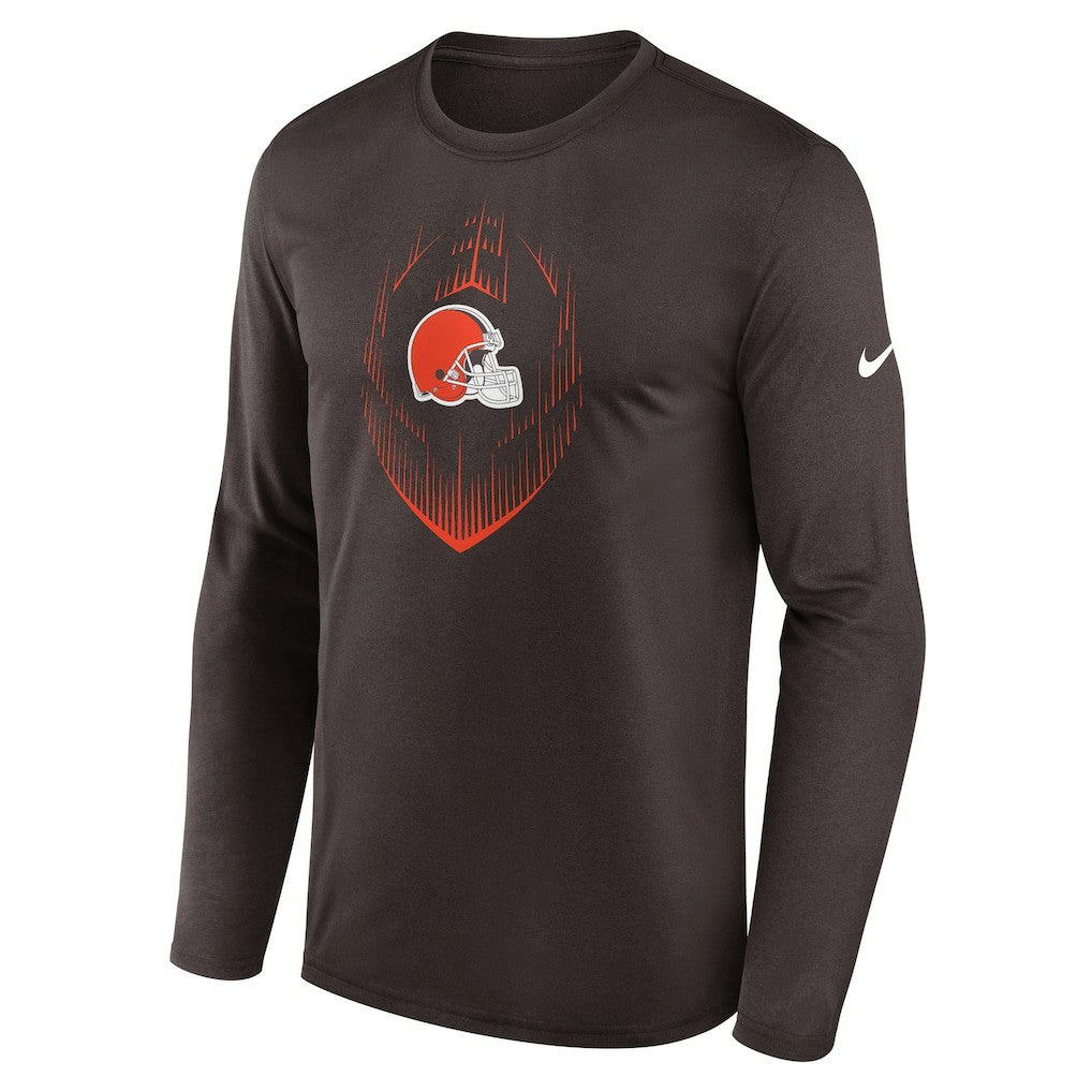 Cleveland Browns Icon Legend Performance Long Sleeve T-Shirt Brown | Nike for Sale