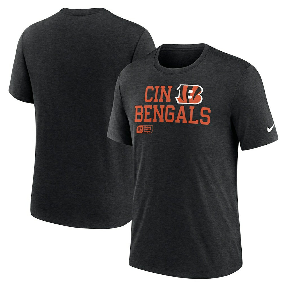 Cincinnati Bengals Overlap Lockup Tri-Blend T-Shirt Black | Nike for Sale