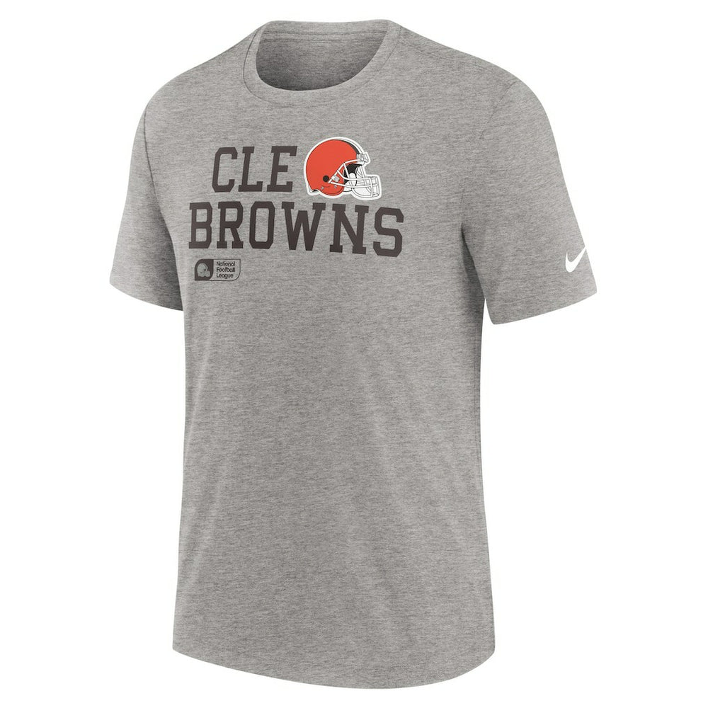 Cleveland Browns Overlap Lockup Tri-Blend T-Shirt Heather Gray | Nike for Sale