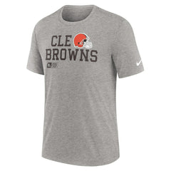 Cleveland Browns Overlap Lockup Tri-Blend T-Shirt Heather Gray | Nike for Sale