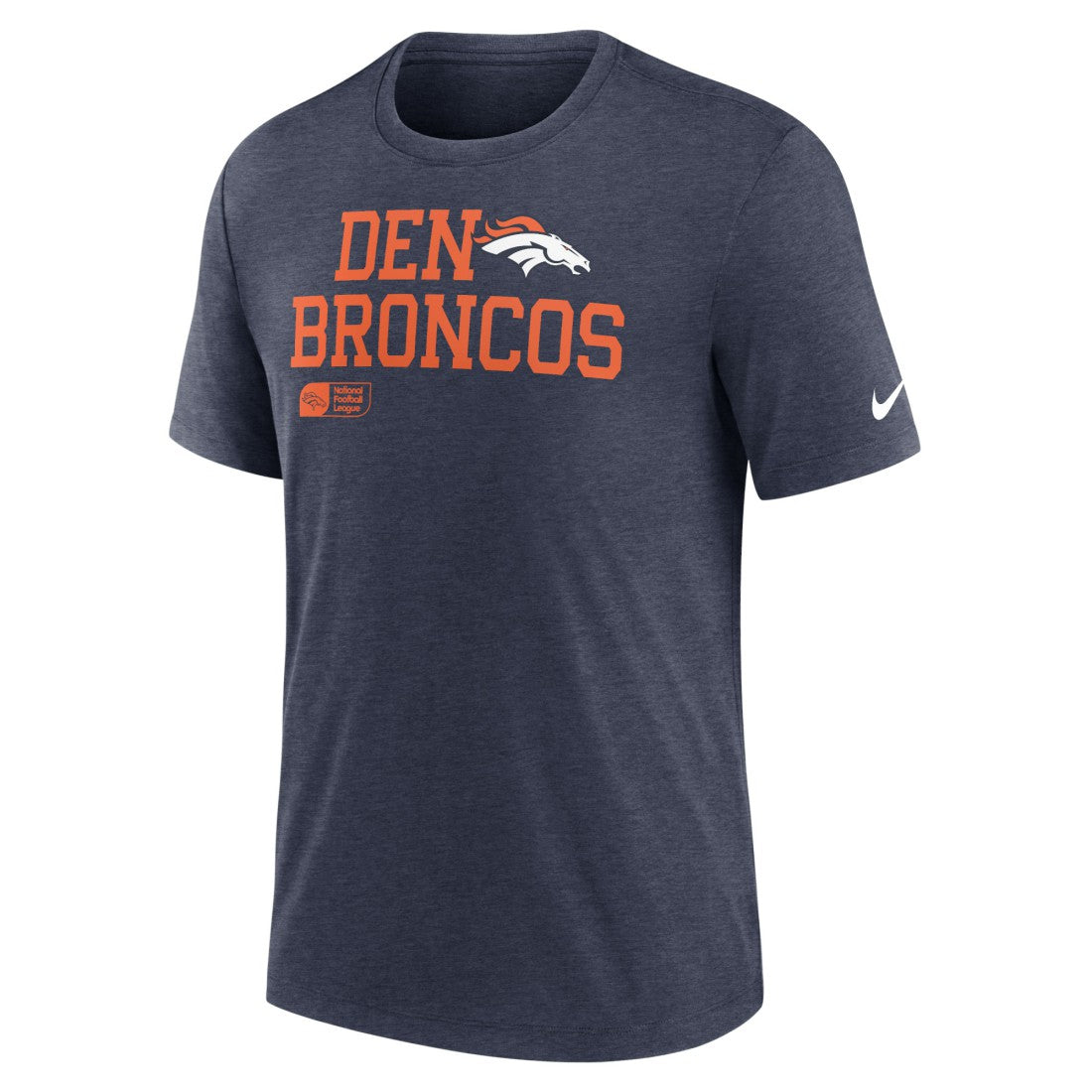 Denver Broncos Overlap Lockup Tri-Blend T-Shirt Navy | Nike for Sale