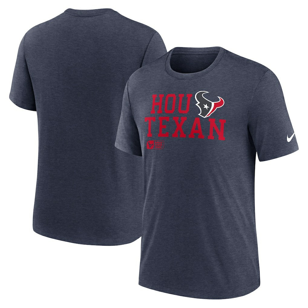 Houston Texans Overlap Lockup Tri-Blend T-Shirt Navy | Nike for Sale