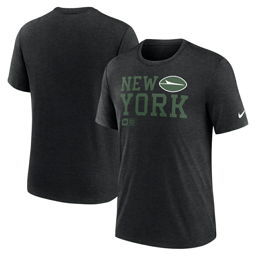New York Jets Overlap Lockup Tri-Blend T-Shirt Black | Nike for Sale