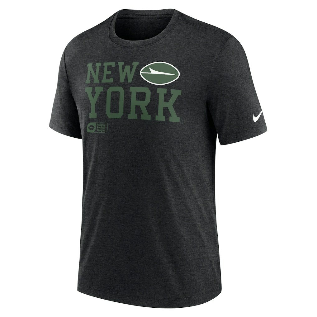 New York Jets Overlap Lockup Tri-Blend T-Shirt Black | Nike for Sale