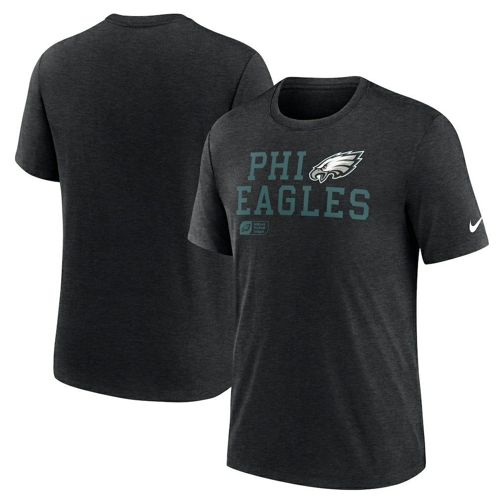 Philadelphia Eagles Overlap Lockup Tri-Blend T-Shirt Black | Nike for Sale