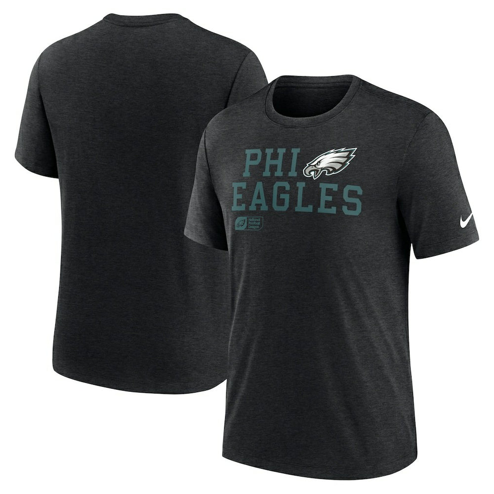 Philadelphia Eagles Overlap Lockup Tri-Blend T-Shirt Black | Nike for Sale