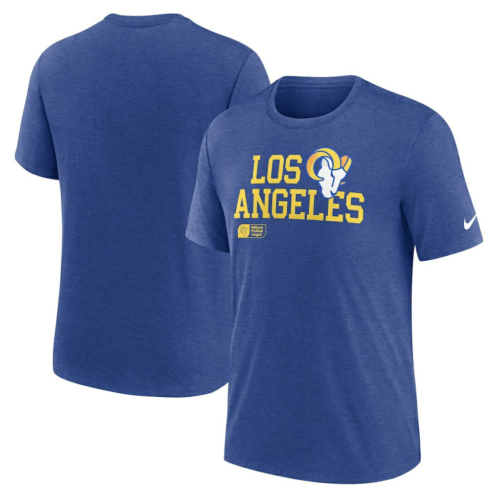 Los Angeles Rams Overlap Lockup Tri-Blend T-Shirt Royal | Nike for Sale