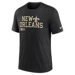 New Orleans Saints Overlap Lockup Tri-Blend T-Shirt Black | Nike for Sale