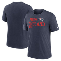 New England Patriots Overlap Lockup Tri-Blend T-Shirt Navy | Nike for Sale