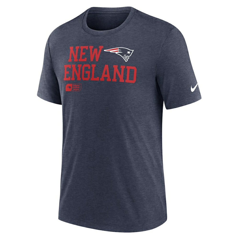 New England Patriots Overlap Lockup Tri-Blend T-Shirt Navy | Nike for Sale