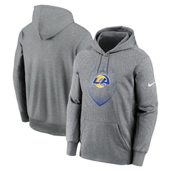 Los Angeles Rams Icon Performance Pullover Hoodie Heather Gray | Nike for Sale