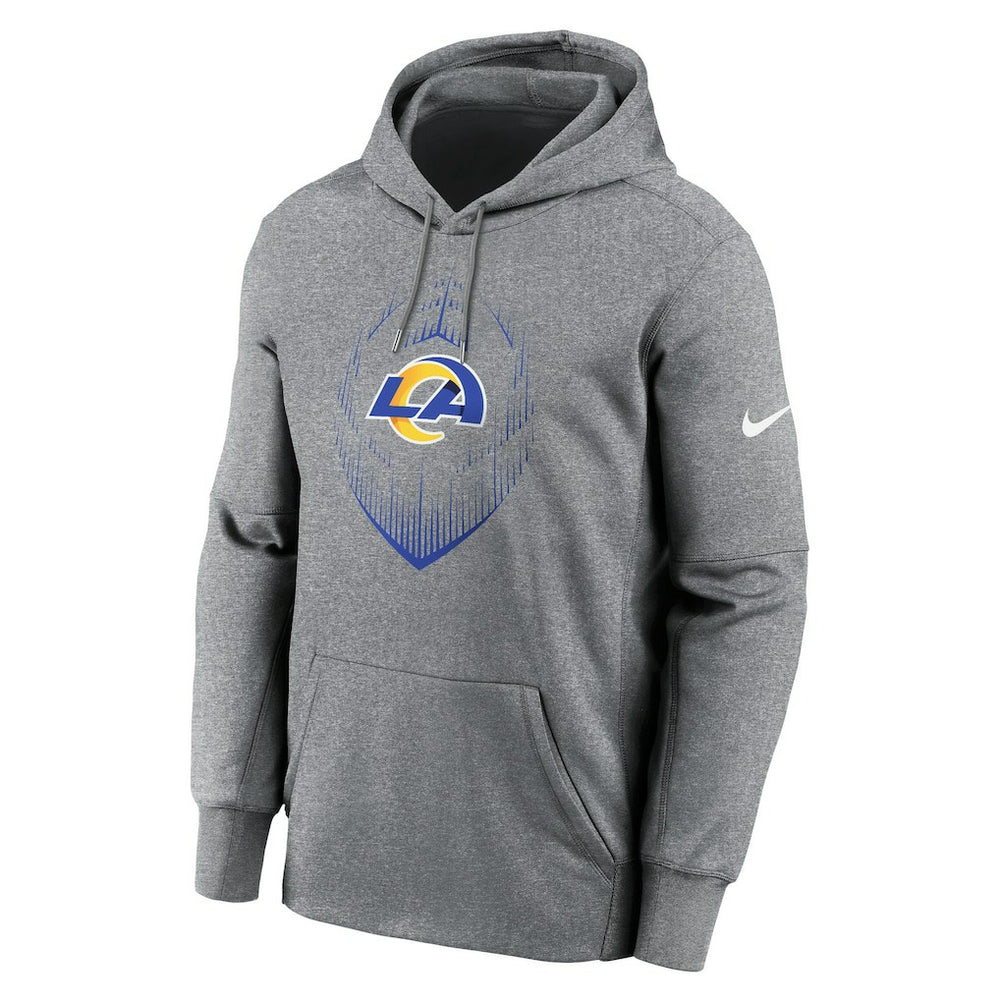 Los Angeles Rams Icon Performance Pullover Hoodie Heather Gray | Nike for Sale
