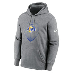 Los Angeles Rams Icon Performance Pullover Hoodie Heather Gray | Nike for Sale